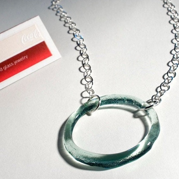 Sterling Silver Upcycled Glass Necklace Handmade - Picture 6 of 12